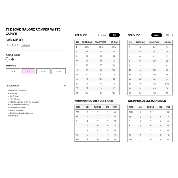 Princess Polly Love Galore White Romper - Plus Size (Fits 18-22) - Picture 2 of 2